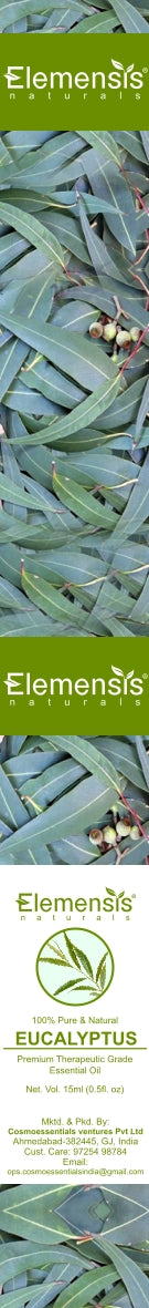 Elemensis Naturals Eucalyptus essential oil, 100% Pure, Natural Undiluted & Organic eucalyptus oil for cold and cough, pain relief, Nilgiri oil