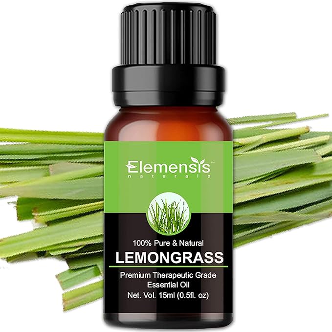 Elemensis Naturals Pure Undiluted Lemon grass Oil for Healthy Skin, Hair, and Scalp, lemon grass oil for diffuser, Essential oil