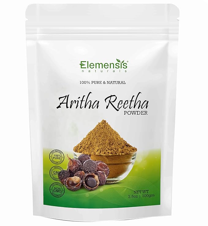 Elemensis Naturals Pure & Natural Aritha/Reetha/Ritha/Soapnuts (Sapindus Mukorossi) Powder For Silky & Smooth Hairs, 100gm
