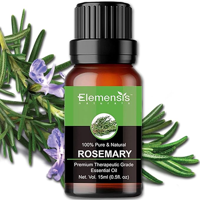 Elemensis Naturals Pure Rosemary Essential oil for hair growth, good vibes, Face & skin, Natural Therapeutic Grade rosemary oil