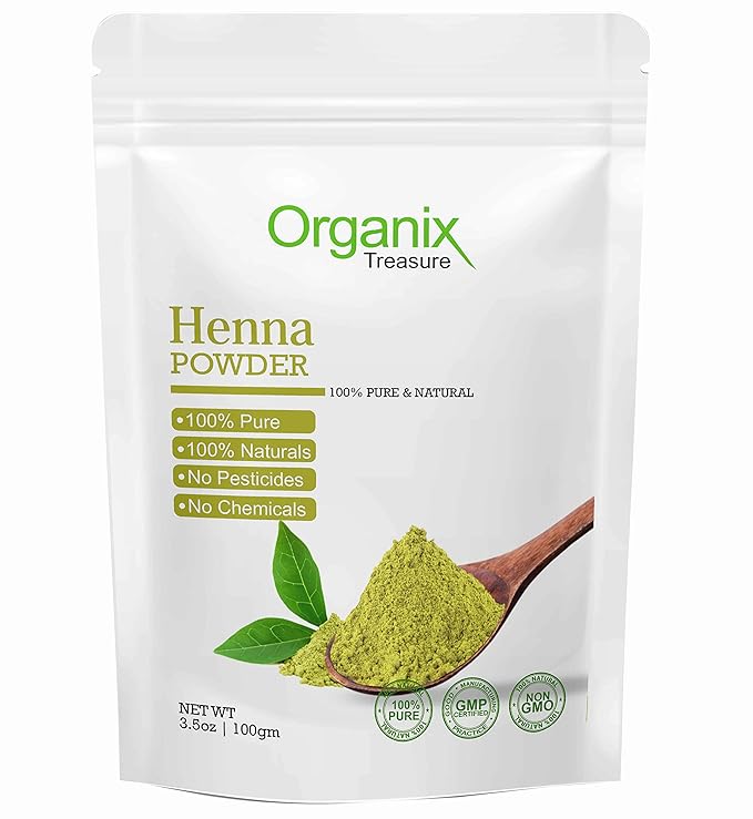 Organix Treasure Pure & Natural Henna powder for Healthy and Strong Hair, Hair fall Control, Repairs damaged hair.