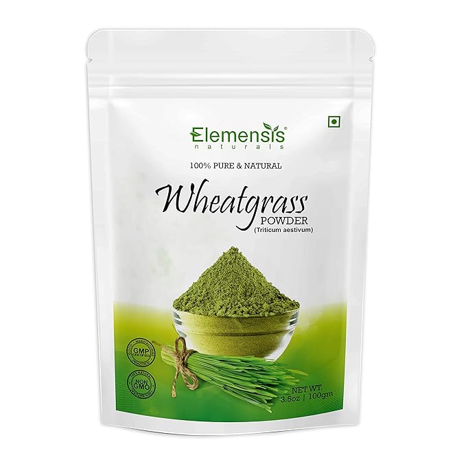 Elemensis Naturals Pure Wheat grass Powder Vegan, Superfood | Antioxidant, Energy, Detox, Immunity Booster, Skin Health, wheatgrass powder