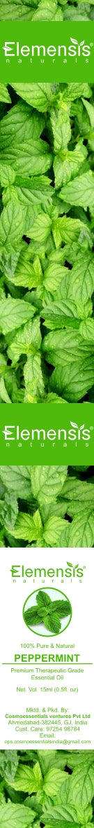 Elemensis Naturals Peppermint Essential Oil Pure, Natural & Undiluted Therapeutic Grade for Hair, Body and Skin