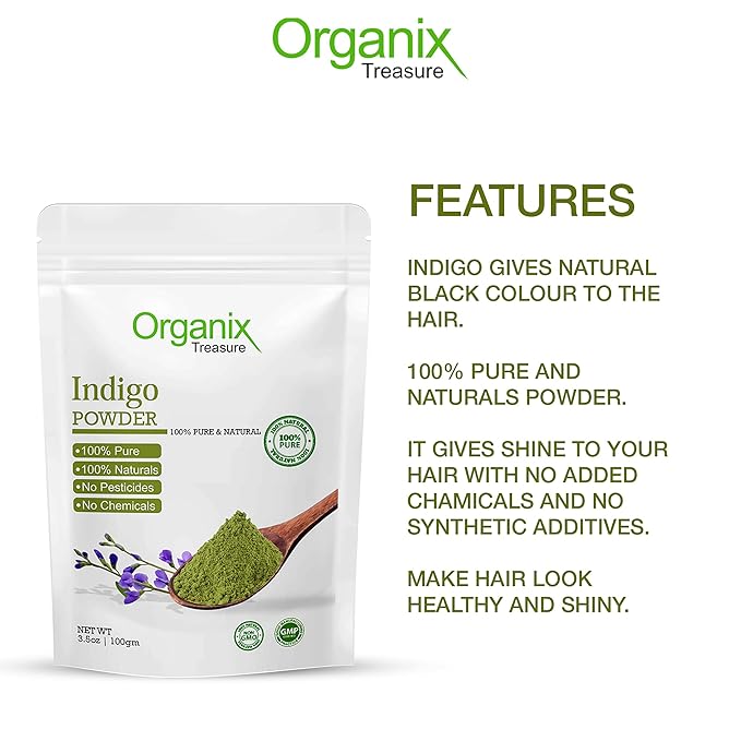 Organix Treasure Pure & Natural Indian Indigo Powder for Hair Care & Hair Growth.