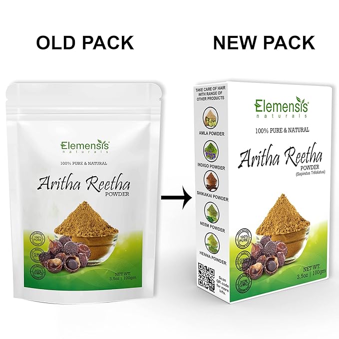 Elemensis Naturals Pure & Natural Aritha/Reetha/Ritha/Soapnuts (Sapindus Mukorossi) Powder For Silky & Smooth Hairs, 100gm