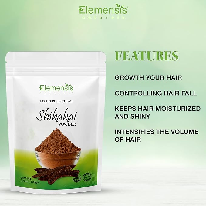 Elemensis Naturals Pure & Natural Shikakai Powder for Natural and Chemical Free Hair