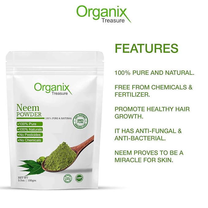 Organix Treasure Pure & Natural Pimple-free Clear Skin, silky hair Neem Leaves Powder.