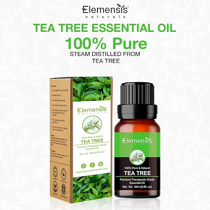 Elemensis Naturals Tea Tree Essential oil for Skin, Hair, Face, Acne Care, 100% Pure, Natural and Undiluted Therapeutic Grade Tea Tree oil