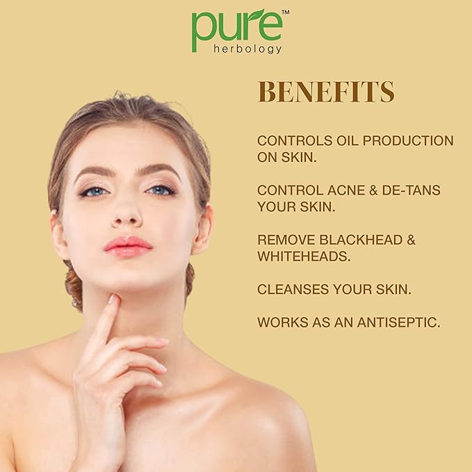 Pure Herbology Pure & Natural Multani Mitti Powder for Face Glowing & Dry Skin, Facial Care, (100Gm)