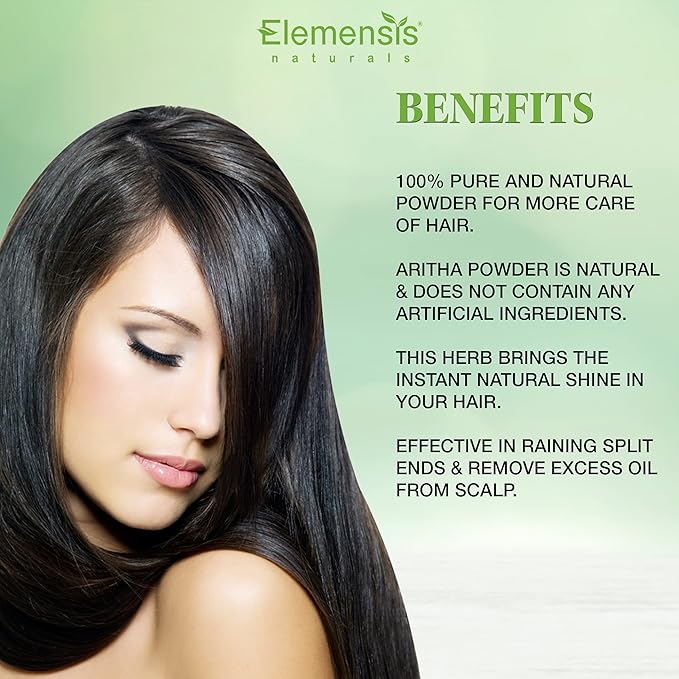 Elemensis Naturals Pure & Natural Aritha/Reetha/Ritha/Soapnuts (Sapindus Mukorossi) Powder For Silky & Smooth Hairs, 100gm