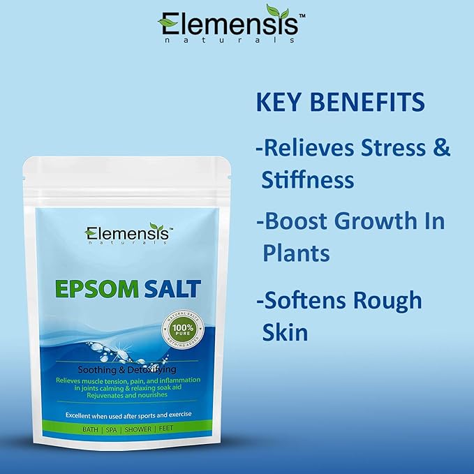 Elemensis Naturals Epsom Salt Granule(Magnesium Sulphate) For Bathing, Relaxing Foot and Pain Relief Therapeutic Spa Treatment & Refreshing Body