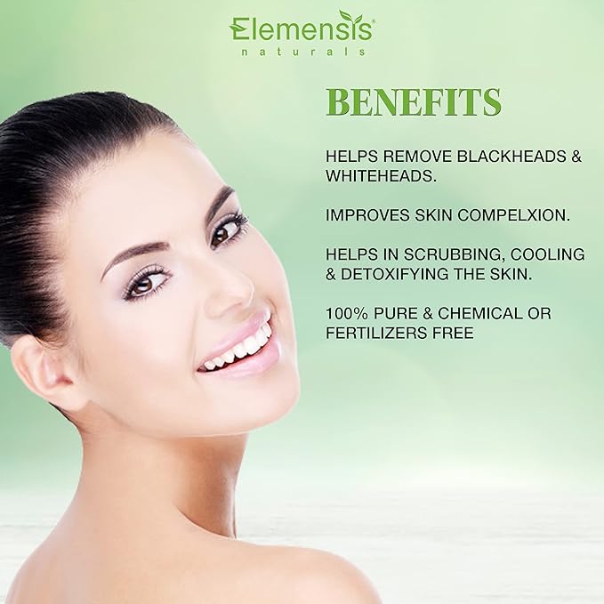 Elemensis Naturals Pure & Natural Herbal Multani Mitti for Face, Skin Whitening, Face mask and Facial, Skin Care and Glowing Dry Skin
