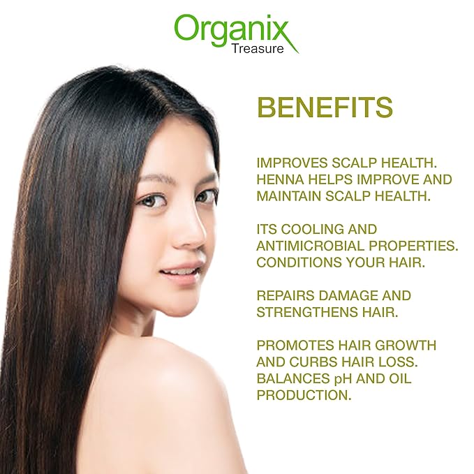 Organix Treasure Pure & Natural Henna powder for Healthy and Strong Hair, Hair fall Control, Repairs damaged hair.