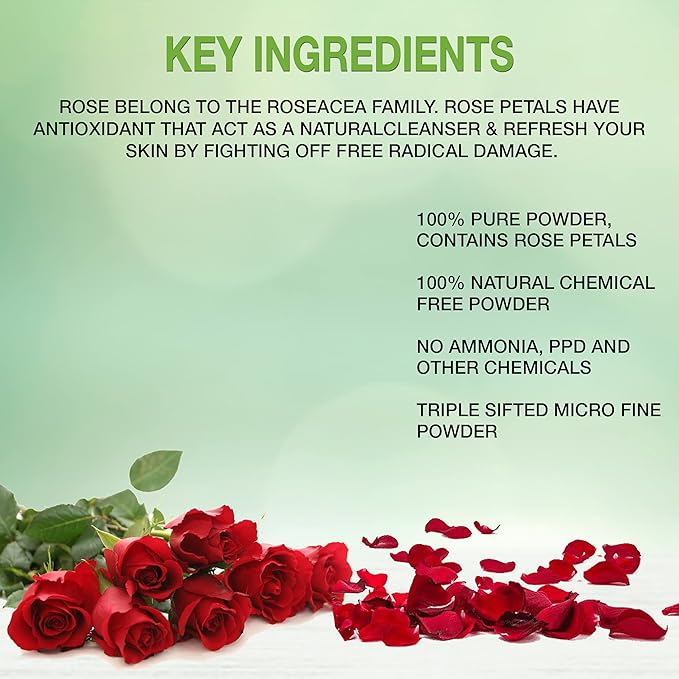 Elemensis Naturals Pure & Natural Double Filtered Rose Petal Powder For Skin, Face Pack Mask for Fairness, Tanning & Glowing Skin