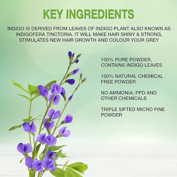 Elemensis Naturals Pure & Natural Indian Indigo Powder for Healthy and Strong Hair and Hair fall Control Repairs damaged hair Care & Hair Growth