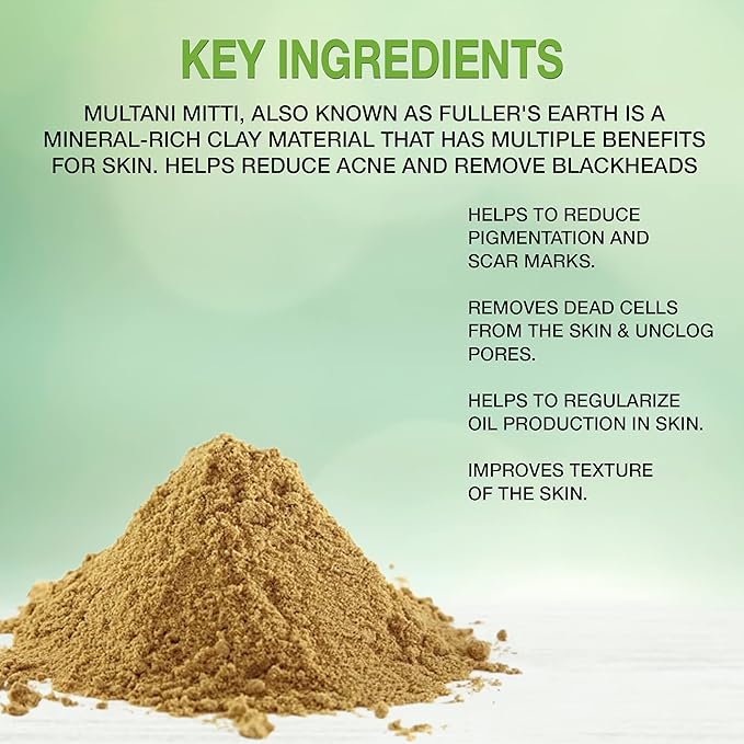 Elemensis Naturals Pure & Natural Herbal Multani Mitti for Face, Skin Whitening, Face mask and Facial, Skin Care and Glowing Dry Skin
