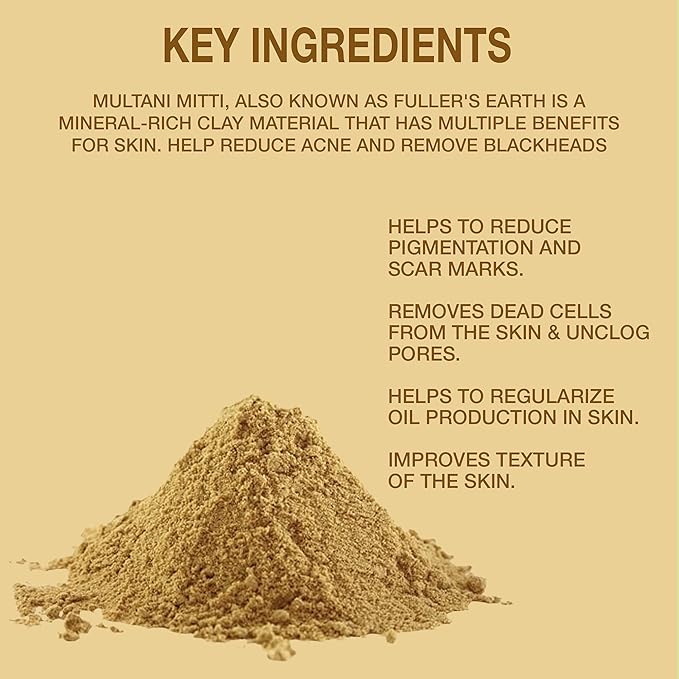 Pure Herbology Pure & Natural Multani Mitti Powder for Face Glowing & Dry Skin, Facial Care, (100Gm)