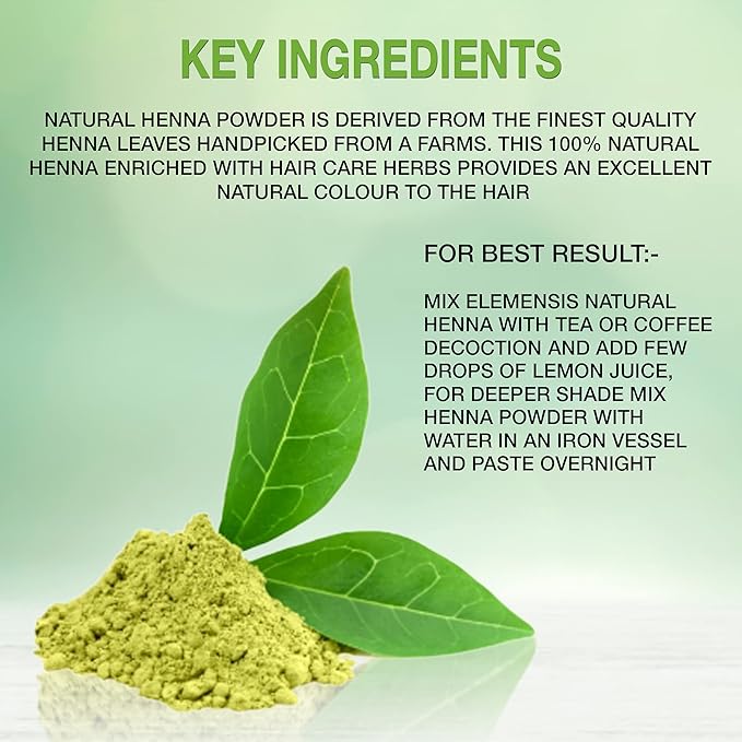 Elemensis Naturals Pure & Natural Henna powder for Healthy and Strong Hair and Hair fall Control Repairs damaged hair