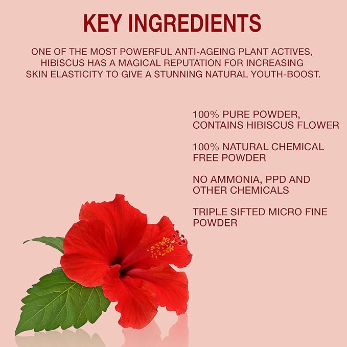 Pure Herbology Pure & Natural Hibiscus Flower Powder for Face Packs and Hair Growth & Care, 100gm