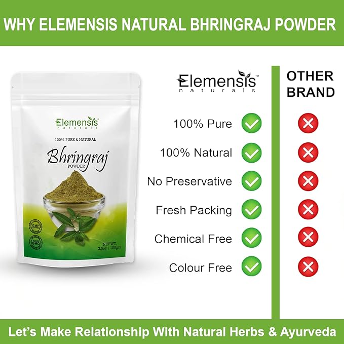 Elemensis Naturals Pure & Natural Bhringraj (Eclipta Alba) Powder for Skin, Hair & Internal Care, 100gm