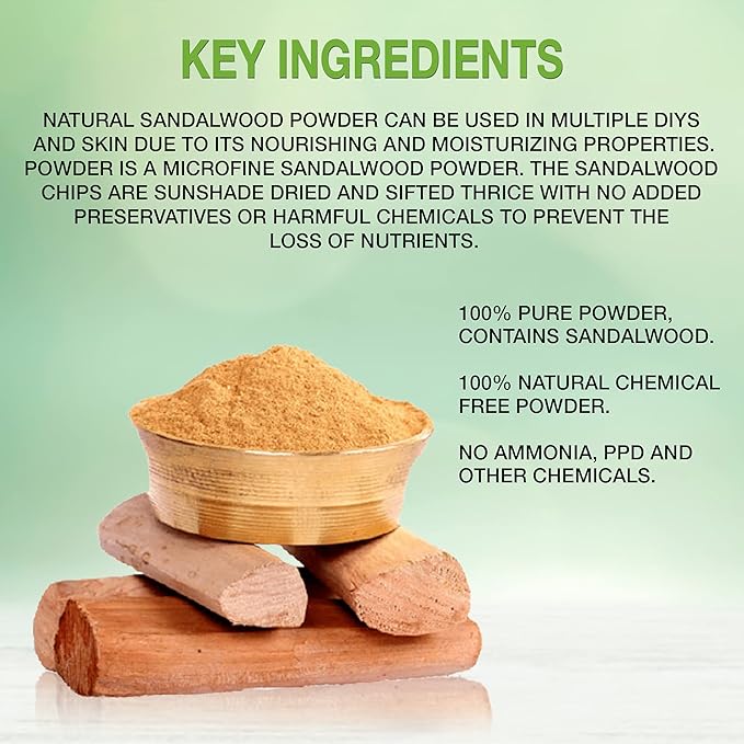 Elemensis Naturals Pure & Natural Sandalwood Powder for Face, Skin Whitening, Face mask and Facial, Skin Care, 100g, 200g, 300g