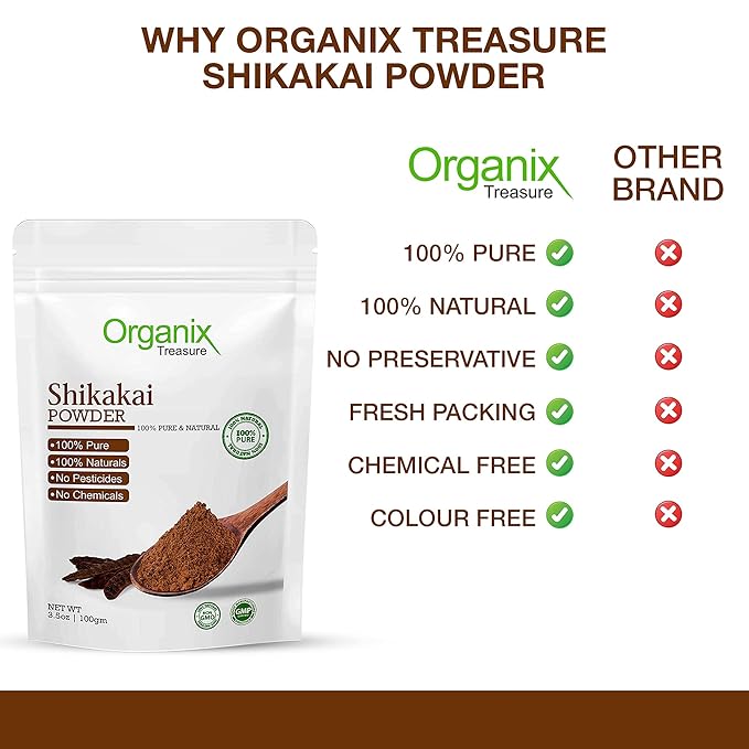Organix Treasure Pure & Natural Shikakai Powder for Natural and Chemical Free Hair.