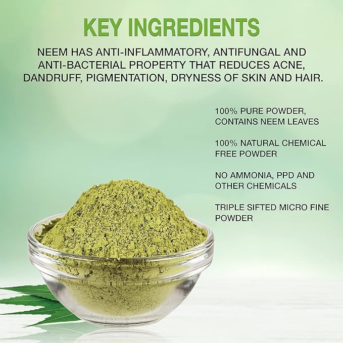 Elemensis Naturals Pure Neem Leaves Powder For Pimple-free Clear Skin, silky hair & Hair Cleanser