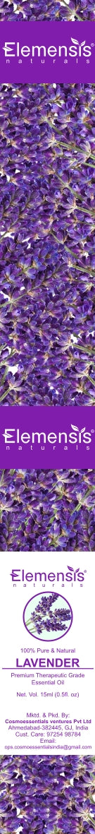 Elemensis Naturals Lavender Essential Oil for Sleep, Hair Growth, Skin Care, 100% Pure, Natural and Undiluted lavender oil