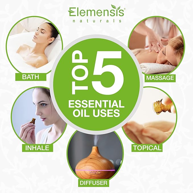 Elemensis Naturals Basil Essential Oil Pure, Natural & Undiluted Therapeutic Grade for Perfect For Cough, Colds, Clear Breathing, Pain, Mosquito Repellent, Aromatherapy, Relaxation