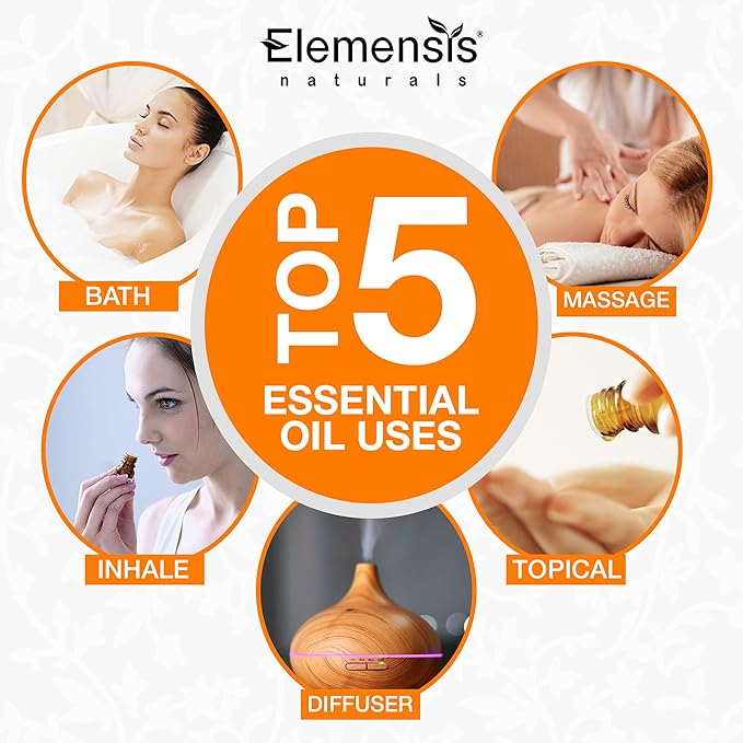 Elemensis Naturals Orange Essential Oil 100% Pure, Undiluted Therapeutic Grade orange oil for Skin, Hair, Body, Face