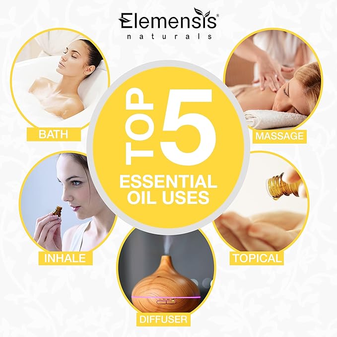 Elemensis Naturals Pure & Natural Ylang Ylang Essential Oils Undiluted for Hair, Skin, Face, Body, Aromatherapy, Massage