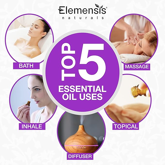 Elemensis Naturals Lavender Essential Oil for Sleep, Hair Growth, Skin Care, 100% Pure, Natural and Undiluted lavender oil