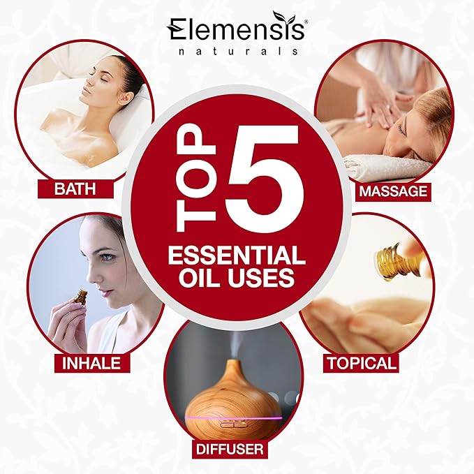 Elemensis Naturals Pure & Natural Rose Essential oil Pure and Natural Therapeutic grade Steam distilled oil for skin care, Hair care, and Aromatherapy