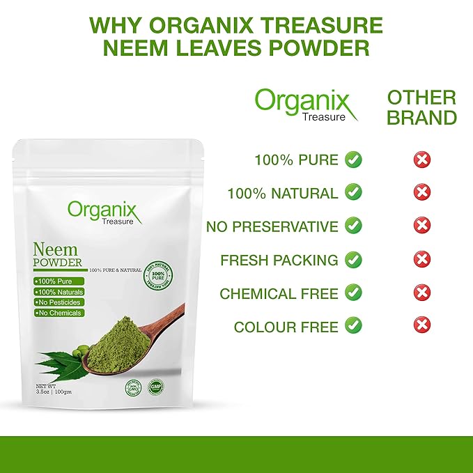 Organix Treasure Pure & Natural Pimple-free Clear Skin, silky hair Neem Leaves Powder.