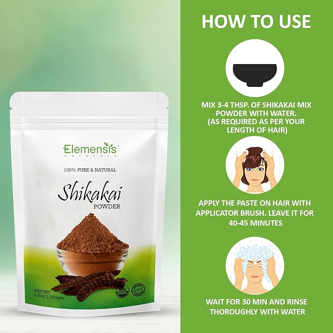 Elemensis Naturals Pure & Natural Shikakai Double Filtered Powder for Natural Hair
