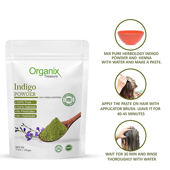 Organix Treasure Pure & Natural Indian Indigo Powder for Hair Care & Hair Growth.