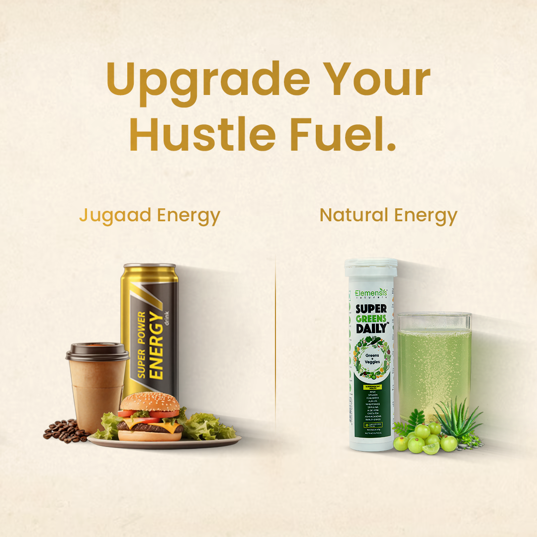 Elemensis Naturals Super Greens Daily Effervescent Tablets | Lemon Lime Flavor Green Supplement with Spirulina, Amla, Fenugreek, Alfalfa, Aloe Vera, Spinach, Green Tea, Wheatgrass, Ashwagandha, Barley Grass| Detox, Immunity & Energy support (15 Tablets)