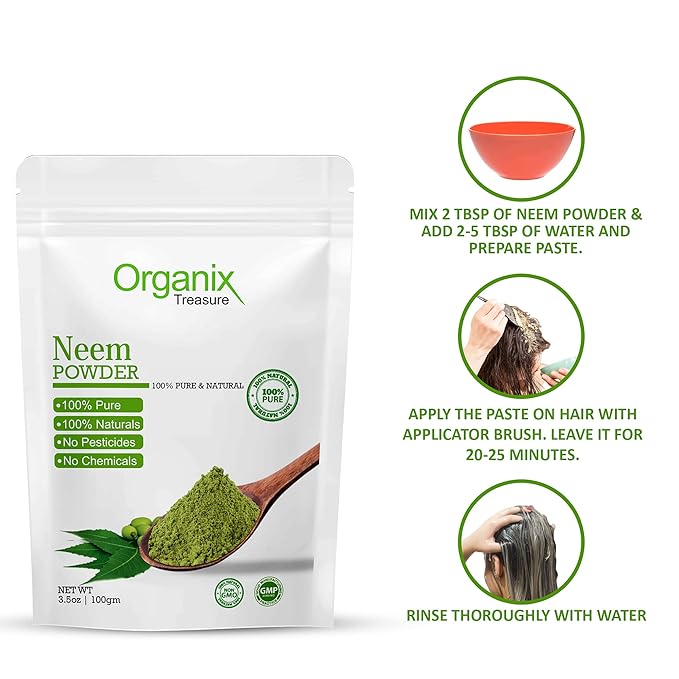 Organix Treasure Pure & Natural Pimple-free Clear Skin, silky hair Neem Leaves Powder.