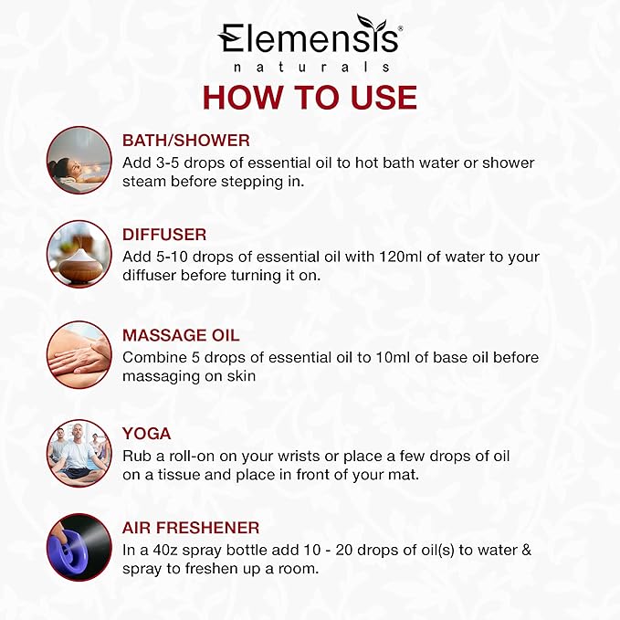 Elemensis Naturals Pure & Natural Rose Essential oil Pure and Natural Therapeutic grade Steam distilled oil for skin care, Hair care, and Aromatherapy