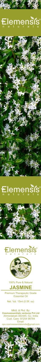 Elemensis Naturals Jasmine Essential Oil Natural and Pure Therapeutic Grade for Healthy Skin, Face, Hair Care, Aromatherapy & Massage