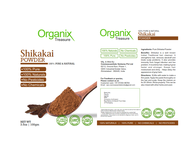 Organix Treasure Pure & Natural Shikakai Powder for Natural and Chemical Free Hair.