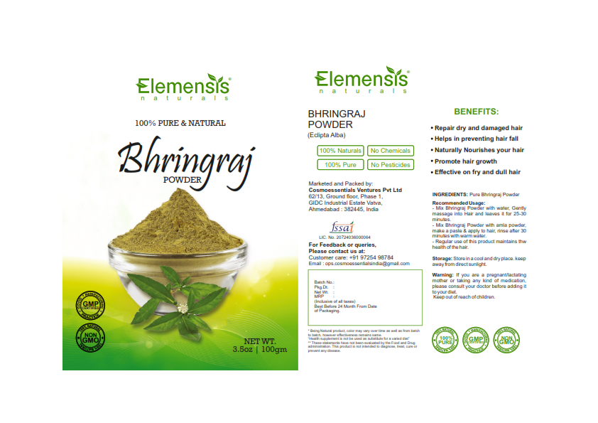 Elemensis Naturals Pure & Natural Bhringraj (Eclipta Alba) Powder for Skin, Hair & Internal Care, 100gm
